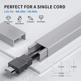 img 3 attached to 🔌 Cord Cover Concealer: 157in Cable Hider for Single Power Cord, Speaker Wire or TV Cables in Home or Office - 10X L15.7in, W0.59in, H0.4in, CC03 Grey, Paintable PVC Wire Channel