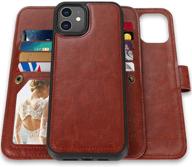 📱 caseowl iphone 11 wallet case: magnetic detachable slim case with 9 card slots, hand strap - brown, 2 in 1 folio flip leather wallet & tpu protective case for iphone 11 6.1’’ 2019 logo