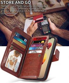 img 1 attached to 📱 CASEOWL iPhone 11 Wallet Case: Magnetic Detachable Slim Case with 9 Card Slots, Hand Strap - Brown, 2 in 1 Folio Flip Leather Wallet & TPU Protective Case for iPhone 11 6.1’’ 2019