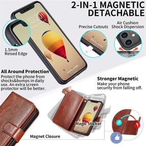 img 2 attached to 📱 CASEOWL iPhone 11 Wallet Case: Magnetic Detachable Slim Case with 9 Card Slots, Hand Strap - Brown, 2 in 1 Folio Flip Leather Wallet & TPU Protective Case for iPhone 11 6.1’’ 2019