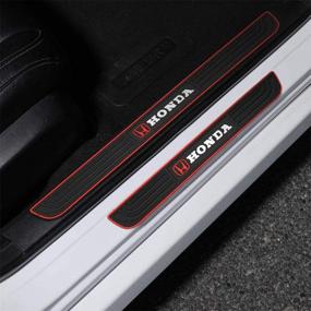 img 3 attached to 🚗 Protective Car Door Sill Plate Set - Bettway 4pcs, Black PVC Soft Rubber Front/Rear Scuff Plate Guard for Honda, with Welcome Pedal Cover