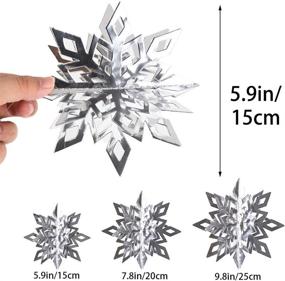 img 3 attached to 🌨️ CCINEE 12 Pieces Silver 3D Snowflake Hanging Garland with String for Christmas Winter Wonderland Decorations