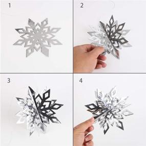 img 2 attached to 🌨️ CCINEE 12 Pieces Silver 3D Snowflake Hanging Garland with String for Christmas Winter Wonderland Decorations
