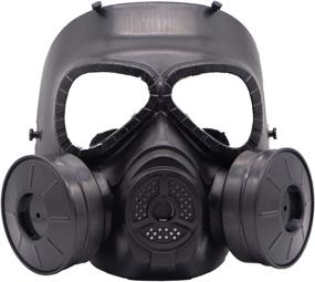 img 4 attached to 👻 Airsoft Gas Mask Tactical Full Face Safety Mask with Skull Design for Cosplay, Costume, Halloween, and Masquerade Parties