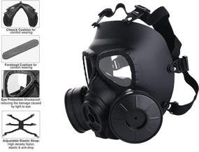 img 2 attached to 👻 Airsoft Gas Mask Tactical Full Face Safety Mask with Skull Design for Cosplay, Costume, Halloween, and Masquerade Parties