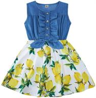 sleeveless denim tops sundress with floral print, tutu skirt - little girls princess dresses one-piece outfit logo