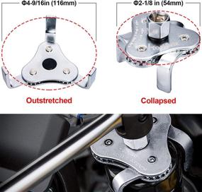 img 1 attached to 🔧 Versatile 3-Jaw Oil Filter Wrench: Adjustable Tool for Easy Removal | Fits 2-1/8'' to 4-9/16'' Filters | Convenient ⅜ and ½ inch Drive