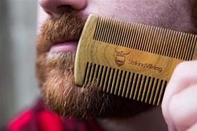 img 3 attached to 🧔 Striking Viking Wooden Beard Comb & Brown Case - Premium Sandalwood Anti-Static Beard and Mustache Comb - Fine & Coarse Teeth for Optimal Grooming - Portable Pocket Beard Comb for Everyday Use