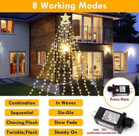 img 1 attached to 🌟 Enhanced Super-Sized Outdoor Christmas Lights: 14" Topper Star, 350 LEDs, 8 Modes for Festive Yard Decor - Warm White