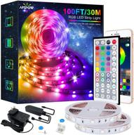 🎉 100ft led strip lights - color changing music sync led light strips, bluetooth remote controlled led strip lights, 5050 rgb led strip lights for bedroom, home party, and decoration логотип