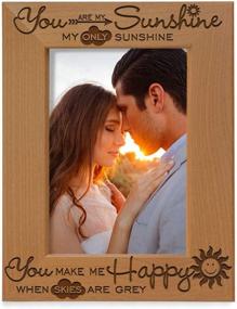 img 4 attached to ☀️ KATE POSH - Engraved Solid Wood Picture Frame 5x7 Vertical, You Are My Sunshine, You Make Me Happy, Grey Skies