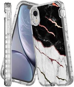 img 4 attached to 📱 IN4U iPhone XR Case: 3-in-1 Shockproof Shinny Rose Gold Stripe Marble Design for Ultimate Protection