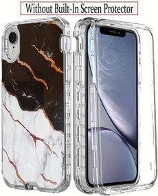 img 3 attached to 📱 IN4U iPhone XR Case: 3-in-1 Shockproof Shinny Rose Gold Stripe Marble Design for Ultimate Protection