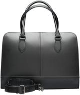 👜 13-inch women's laptop bag with trolley strap - leather briefcase, handbag, messenger bag - black logo