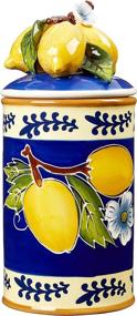 img 3 attached to Multicolor Medium 🍋 Blue Sky Ceramic Lemon Canister