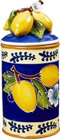 img 4 attached to Multicolor Medium 🍋 Blue Sky Ceramic Lemon Canister