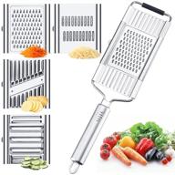 4-in-1 stainless steel multifunctional grater - vegetable cabbage slicer with 4 adjustable blades, handheld shredder cutter and hand protector - ideal for cheese, lemon, chocolate logo