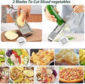 img 1 attached to 4-in-1 Stainless Steel Multifunctional Grater - Vegetable Cabbage Slicer with 4 Adjustable Blades, Handheld Shredder Cutter and Hand Protector - Ideal for Cheese, Lemon, Chocolate