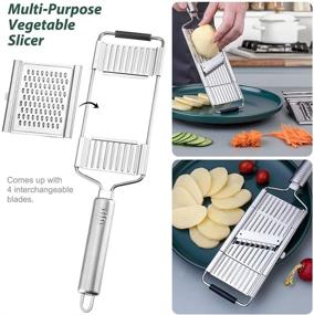 img 3 attached to 4-in-1 Stainless Steel Multifunctional Grater - Vegetable Cabbage Slicer with 4 Adjustable Blades, Handheld Shredder Cutter and Hand Protector - Ideal for Cheese, Lemon, Chocolate