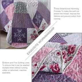 img 2 attached to 🌸 Homcosan Reversible Purple Floral Quilt Bedspread Set - Queen/Full Size (90x98 inches), Lightweight Coverlet for All Seasons, 3-Piece Bedding Ensemble (1 Quilt + 2 Pillow Shams)
