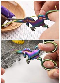 img 2 attached to ✂️ Ножницы для вышивки HITOPTY Rainbow Unicorn, 4,5 дюйма из нержавеющей стали для вышивки, крестиком, шитья, лоскутного шитья и гобелена