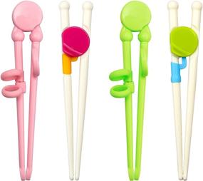 img 4 attached to 🥢 4 Pairs MOTZU Training Chopsticks for Beginners - Easy-to-Use Cheater Chopsticks, Learning Helper for Kids & Adults - Reusable, Dishwasher Safe, Fun Plastic Chopsticks