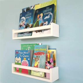 img 2 attached to 📚 Versatile Nursery Shelves for Wall: White Set of 2 Floating Bookshelves - Ideal Baby Room, Kitchen, Bedroom, and Bathroom Décor!