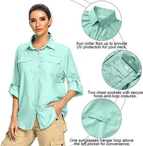 img 3 attached to 🌞 Jessie Kidden Women's Convertible Long Sleeve Shirts with Quick-Dry & Sun UV Protection for Hiking, Camping, Fishing, Sailing