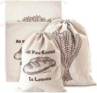 🍞 pack of 4 large and extra large linen bread bags, natural unbleached drawstring bags for loaf, reusable bread storage, homemade artisan bread bags for food storage, ideal gift for bakers logo