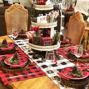 img 1 attached to Festive Wonlex Polyester Red Black 🎄 Christmas Thanksgiving Décor: Create Magical Holiday Ambiance!