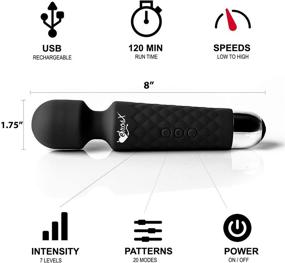 img 3 attached to 🔋 Powerful Cordless Wand Massager for Personal Use, Therapeutic Vibrating Massage for Stress Relief - Rechargeable Mini Silicone Foot/Back/Neck Massage - 20 Speeds & Patterns (Black)