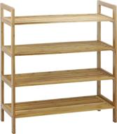 bamboo shoe rack: oceanstar 4-tier natural organizer for medium shoes логотип