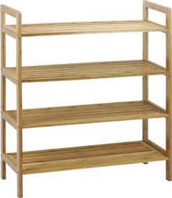 img 4 attached to Bamboo Shoe Rack: Oceanstar 4-Tier Natural Organizer for Medium Shoes