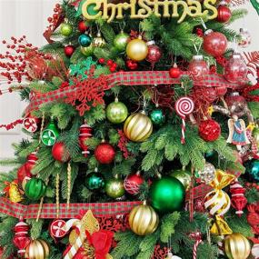 img 1 attached to 🎄 Shatterproof SLK Christmas Ball Ornaments - 41 Count Small Plastic Hanging Decorations for Tabletop Trees - Pre-Strung Gold, Red, Green Xmas Balls - 4CM/1.57in