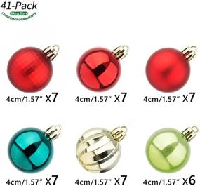 img 3 attached to 🎄 Shatterproof SLK Christmas Ball Ornaments - 41 Count Small Plastic Hanging Decorations for Tabletop Trees - Pre-Strung Gold, Red, Green Xmas Balls - 4CM/1.57in