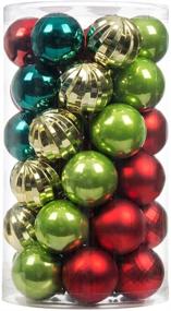 img 4 attached to 🎄 Shatterproof SLK Christmas Ball Ornaments - 41 Count Small Plastic Hanging Decorations for Tabletop Trees - Pre-Strung Gold, Red, Green Xmas Balls - 4CM/1.57in