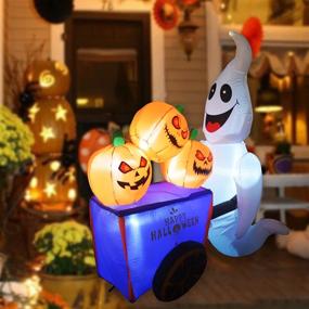 img 4 attached to 👻 Spooktacular Blow Up Yard Decoration: GOOSH 6 FT Height Halloween Inflatable Ghost with Pumpkin Cart – Clearance Sale! Perfect for Holiday, Party, Yard, and Garden Décor with LED Lights Built-in