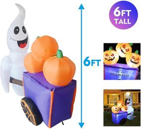 img 2 attached to 👻 Spooktacular Blow Up Yard Decoration: GOOSH 6 FT Height Halloween Inflatable Ghost with Pumpkin Cart – Clearance Sale! Perfect for Holiday, Party, Yard, and Garden Décor with LED Lights Built-in