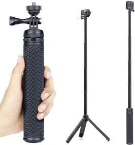 img 4 attached to 🤳 GEPULY Удлиненная палка для селфи с штативом: идеально подходит для GoPro Hero 10 9 8 7 6 5 4 3 2 Fusion Max, OSMO Action, AKASO, SJCAM и мобильных телефонов. Рукоятка, телескопический монопод и комплект со штативом!