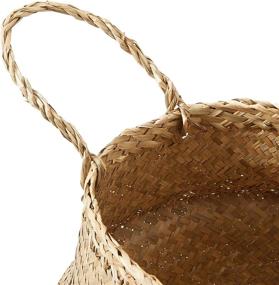 img 1 attached to 🧺 Handcrafted Palm and Seagrass Belly Baskets - Americanflat (10" Tall) in Rich Walnut Finish