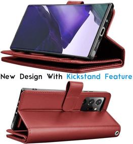 img 1 attached to Premium Wine Red Leather Wallet Case with Detachable Magnetic Hard Case for Samsung Galaxy Note20 Ultra