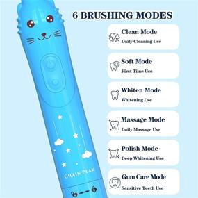 img 2 attached to 🦷 Rechargeable Sonic Electric Toothbrush for Kids, Smart Toothbrush for Boys and Girls Ages 3-12 with 30 Second Reminder, 2 Minute Timer, 6 Modes, 4 Brush Heads, and Wall-Mounted Stand