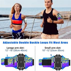 img 1 attached to 📱 360° Rotatable VUP Reflective Colorful&amp;Blue Running Armband with Key Holder for iPhone 12 Pro, 11 Pro Max, X, XR, XS, 8, 7, 6, 6s Plus, Galaxy S20, S10, S9 Plus, Note 20/10/9/8 - Ideal for Hiking and Biking