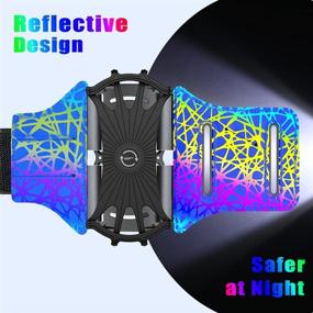 img 3 attached to 📱 360° Rotatable VUP Reflective Colorful&amp;Blue Running Armband with Key Holder for iPhone 12 Pro, 11 Pro Max, X, XR, XS, 8, 7, 6, 6s Plus, Galaxy S20, S10, S9 Plus, Note 20/10/9/8 - Ideal for Hiking and Biking