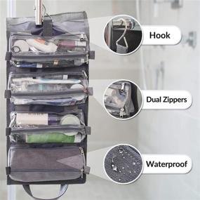img 3 attached to 🧳 Hanging Travel Toiletry Bag - 4-in-1 Compact Cosmetic Kit for Women & Men | Heather Grey | Waterproof, TSA Approved, Removable Carry On Pouches, Roll Up Design