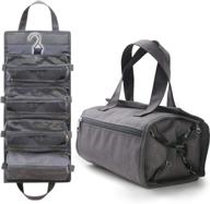 🧳 hanging travel toiletry bag - 4-in-1 compact cosmetic kit for women & men | heather grey | waterproof, tsa approved, removable carry on pouches, roll up design logo