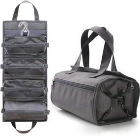 img 4 attached to 🧳 Hanging Travel Toiletry Bag - 4-in-1 Compact Cosmetic Kit for Women & Men | Heather Grey | Waterproof, TSA Approved, Removable Carry On Pouches, Roll Up Design