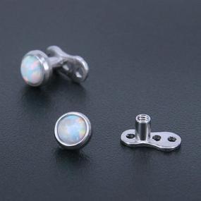 img 3 attached to 14g Opal Dermal Anchor Tops and Base: Stylish Surgical Steel Internally Threaded Microdermals Body Jewelry (2pcs)