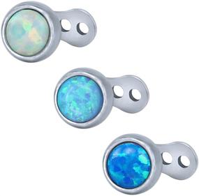 img 1 attached to 14g Opal Dermal Anchor Tops and Base: Stylish Surgical Steel Internally Threaded Microdermals Body Jewelry (2pcs)