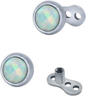 14g opal dermal anchor tops and base: stylish surgical steel internally threaded microdermals body jewelry (2pcs) logo